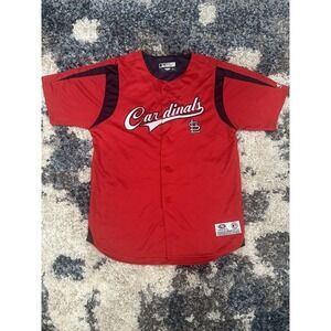 St Louis Cardinals Jersey Boys Large MLB Baseball True Fan Button Up Shirt